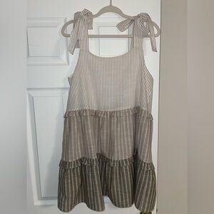 Women’s Dress with Cream and Brown Stripes